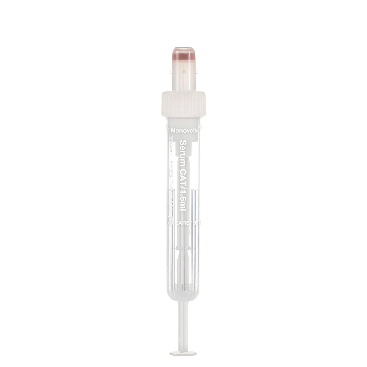 S-Monovette® 血清 - CAT, 1,6 ml, キャップ 白, (LxØ)： 75 x 13 mm, プラスチックラベル付き