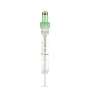 S-Monovette® Lithium heparin LH, 1.6 ml, cap green, (LxØ): 75 x 13 mm, with plastic label
