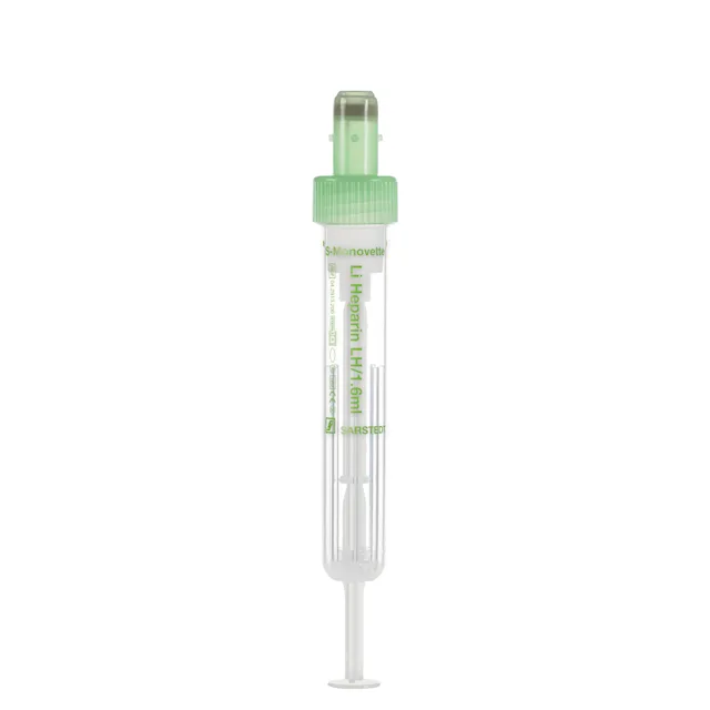 S-Monovette® Lithium heparin LH, 1.6 ml, cap green, (LxØ): 75 x 13 mm, with plastic label