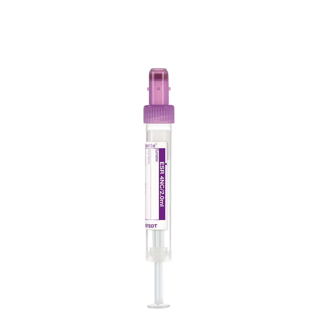 S-Monovette®, ESR, 2 ml, cap violet, (LxØ): 66 x 11 mm, with paper label