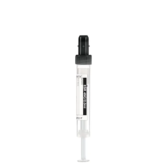 S-Monovette®, ESR, 2 ml, cap black, (LxØ): 66 x 11 mm, with paper label
