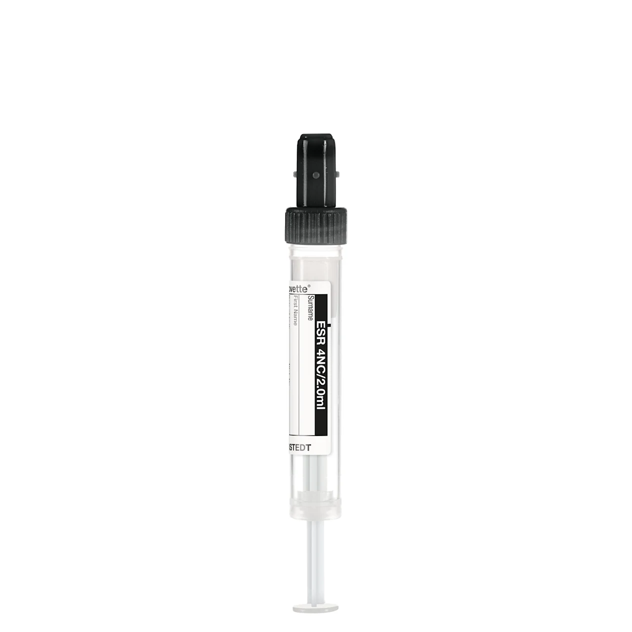 S-Monovette®, ESR, 2 ml, cap black, (LxØ): 66 x 11 mm, with paper label