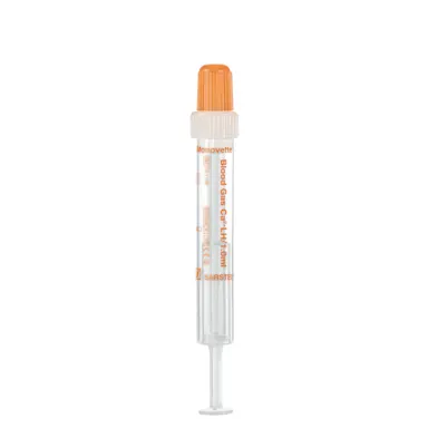 Blood Gas Monovette®, calcium-balanced lithium heparin, 1 ml, cap white/orange, connection: Luer (m)