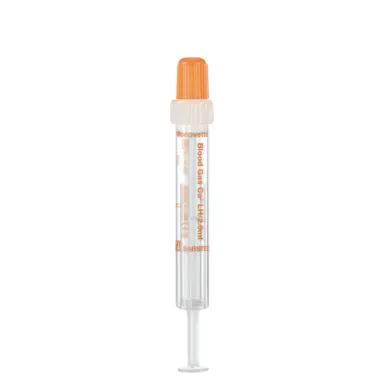 Blood Gas Monovette®, calcium-balanced lithium heparin, 2 ml, cap white/orange, connection: Luer (m)