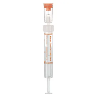 Blood Gas Monovette®, calcium-balanced lithium heparin, 2 ml, cap white/orange, connection: Luer (m)
