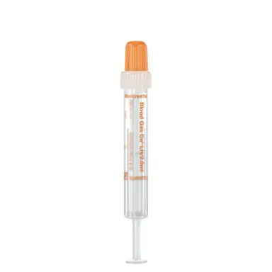 Blood Gas Monovette®, calcium-balanced lithium heparin, 2 ml, cap white/orange, connection: Luer (m)