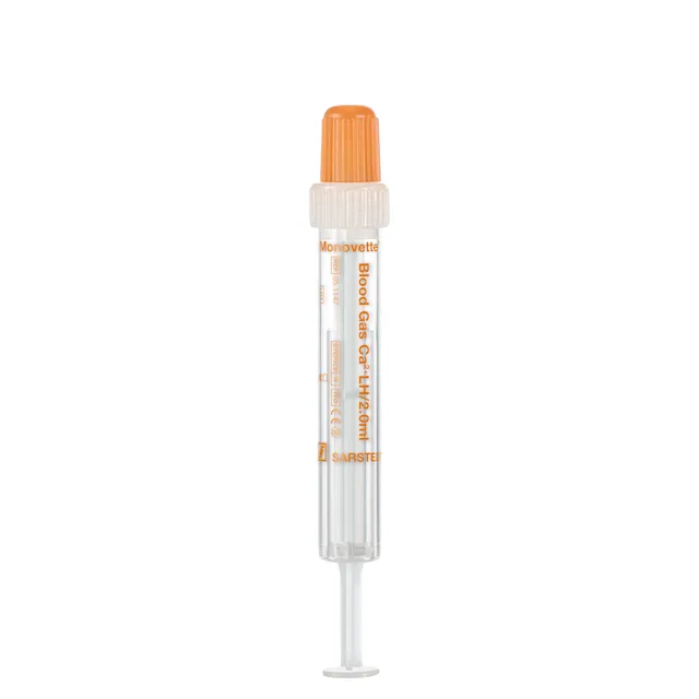 Blood Gas Monovette®, calcium-balanced lithium heparin, 2 ml, cap white/orange, connection: Luer (m)