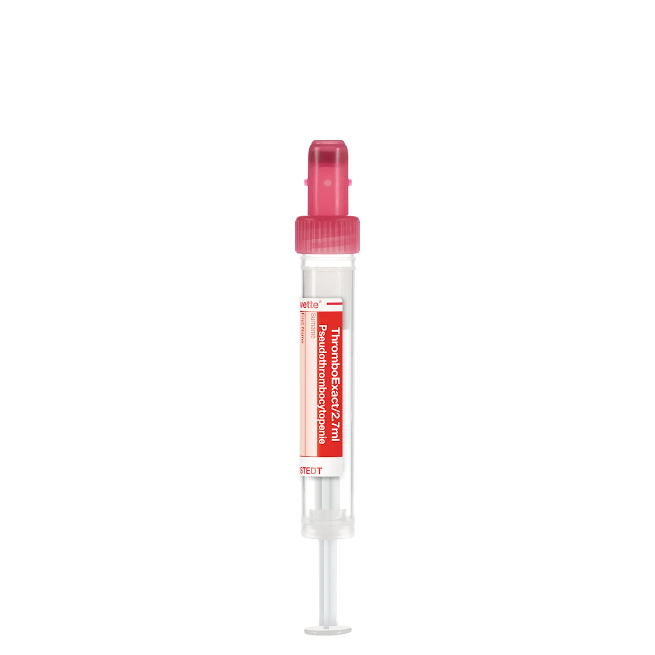 S-Monovette® ThromboExact, 2,7 ml, キャップ えんじ色, (LxØ)： 66 x 11 mm, 紙ラベル付き