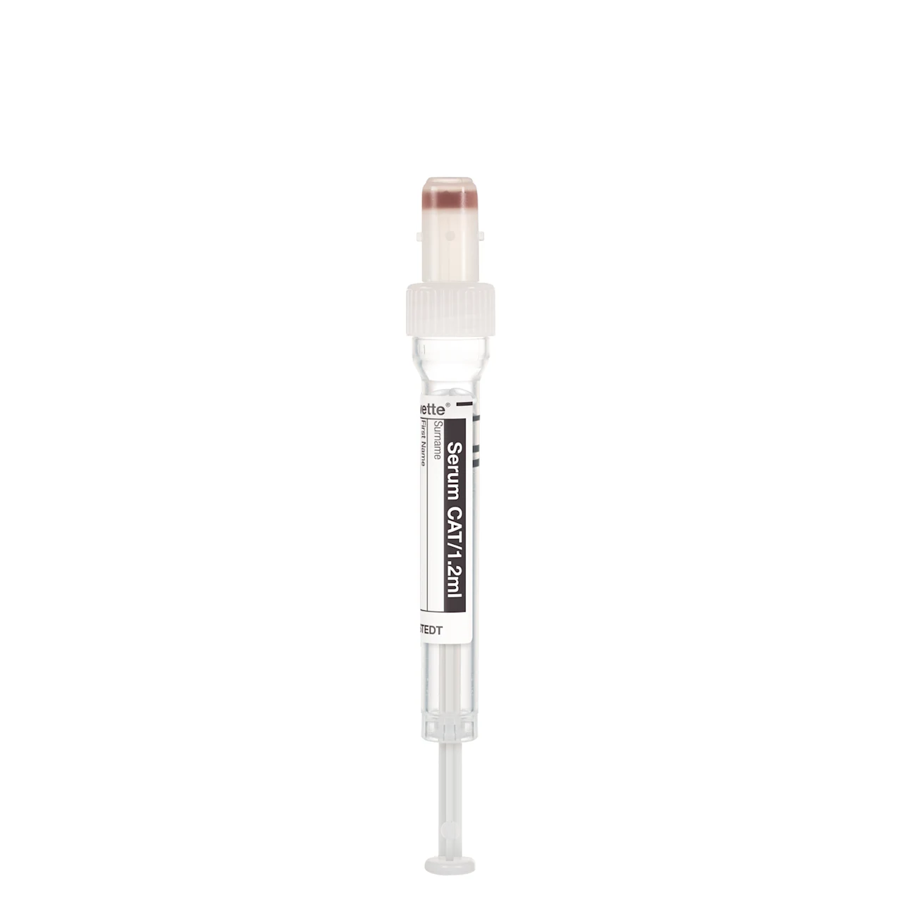 S-Monovette® 血清 - CAT, 1,2 ml, キャップ 白, (LxØ)： 66 x 8 mm, プラスチックラベル付き