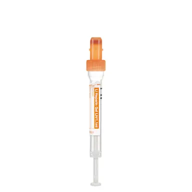 S-Monovette® Lithium heparin gel LH, 1.1 ml, cap orange, (LxØ): 66 x 8 mm, with plastic label