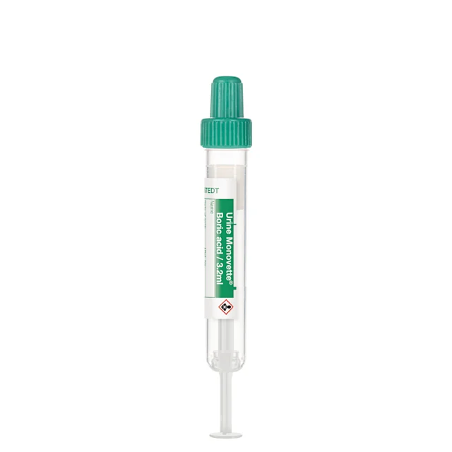 Urin-Monovette®, Борная кислота, 3,2 мл, Крышка зеленый(-ая), (ВxØ): 75 x 13 мм, 64 шт./Пакет