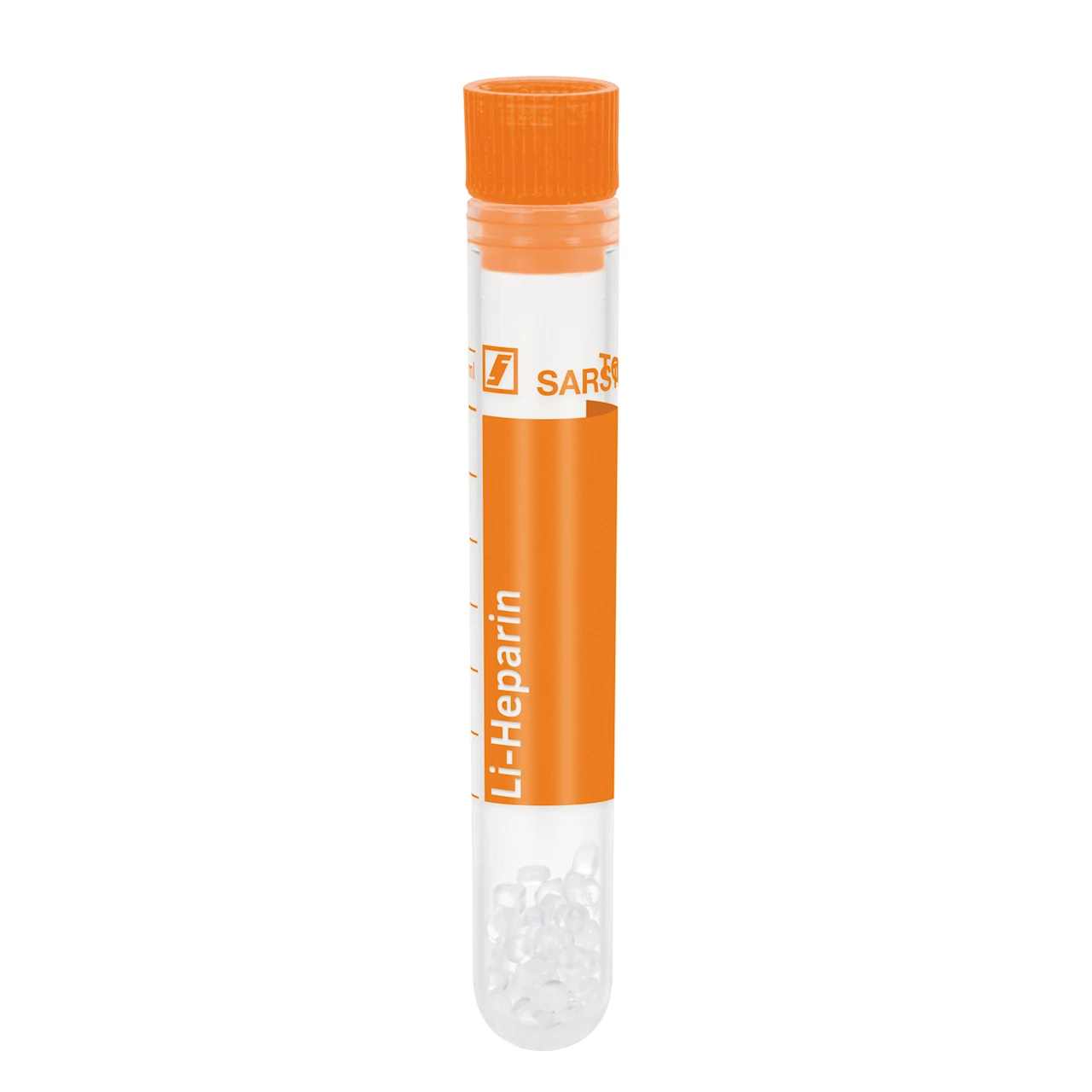 Tube à échantillon, Héparine de lithium LH, 4,5 ml, bouchon orange, (L x Ø) : 75 x 13 mm, avec aplat