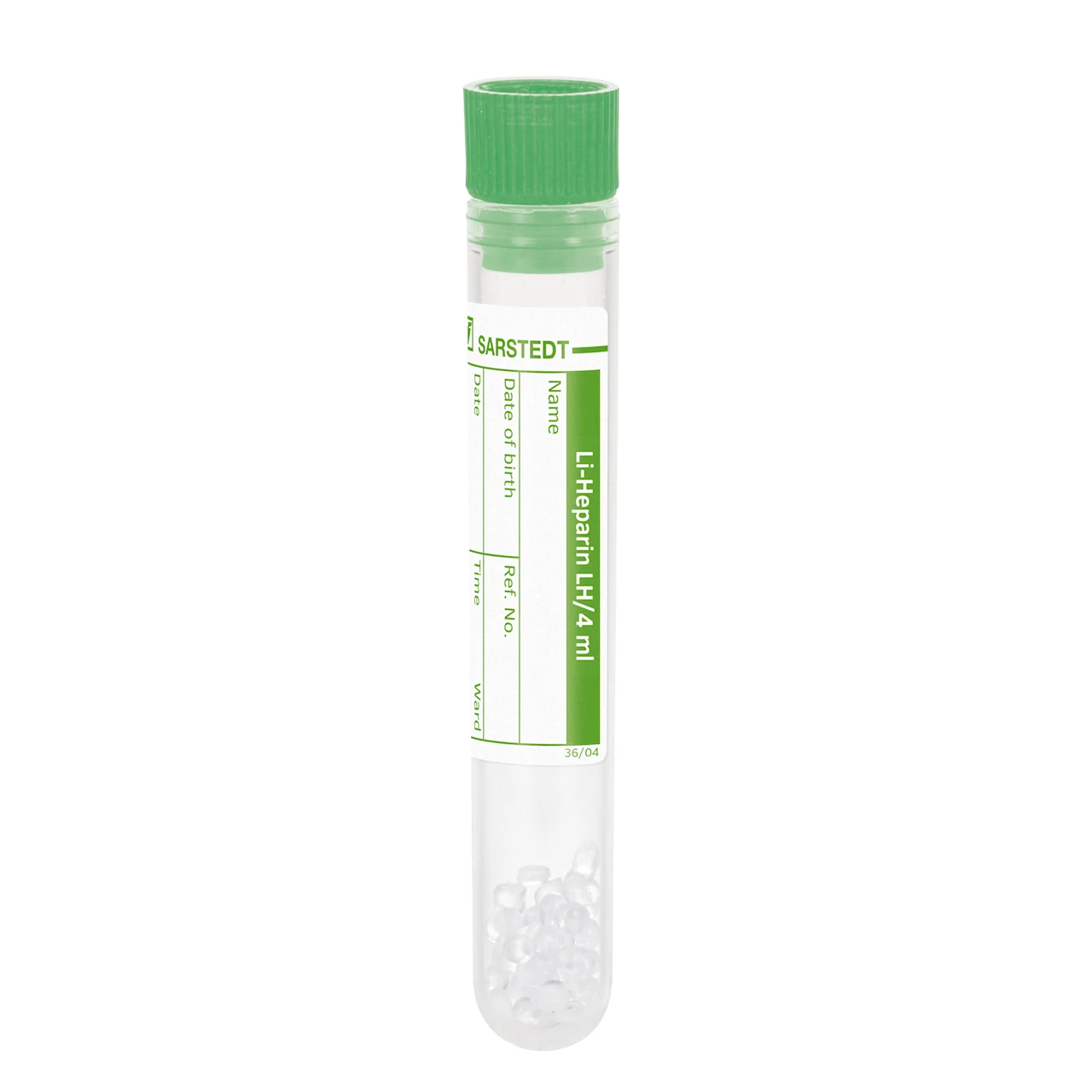 Tubo de muestras, Heparina de litio LH, 4 ml, cierre verde, (LxØ): 75 x 12 mm, con etiqueta de papel