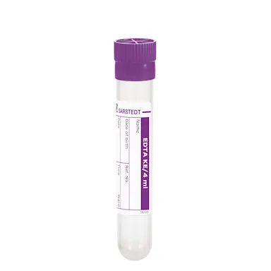 Sample tube, EDTA K3E, 4 ml, cap violet, (LxØ): 75 x 12 mm, with paper label