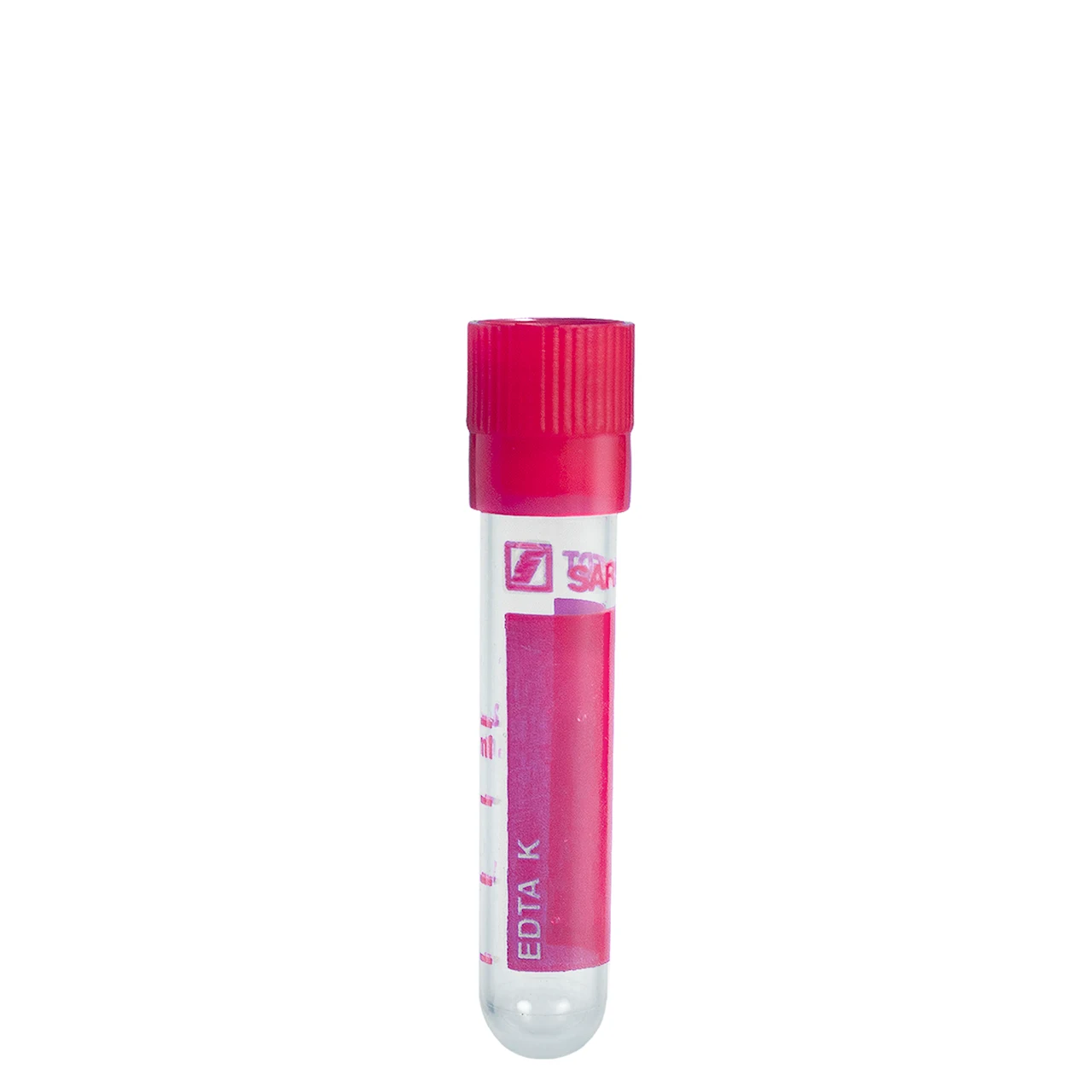Tube à échantillon, EDTA K3E, 2 ml, bouchon rouge, (L x Ø) : 55 x 12 mm, avec aplat