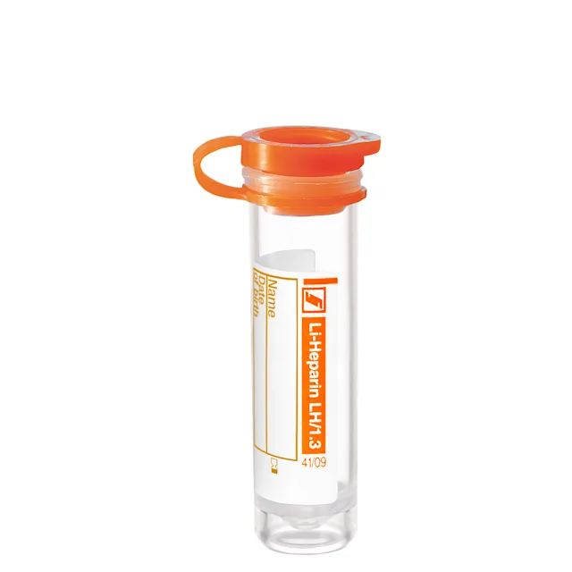 Micro sample tube Lithium heparin LH, 1.3 ml, push cap, EU