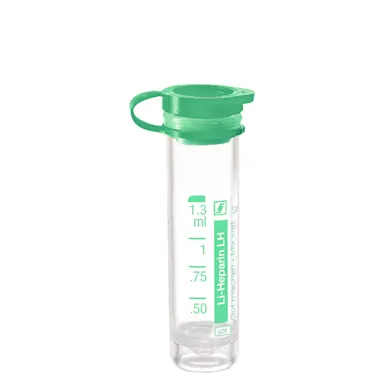 Micro sample tube Lithium heparin LH, 1.3 ml, push cap, ISO