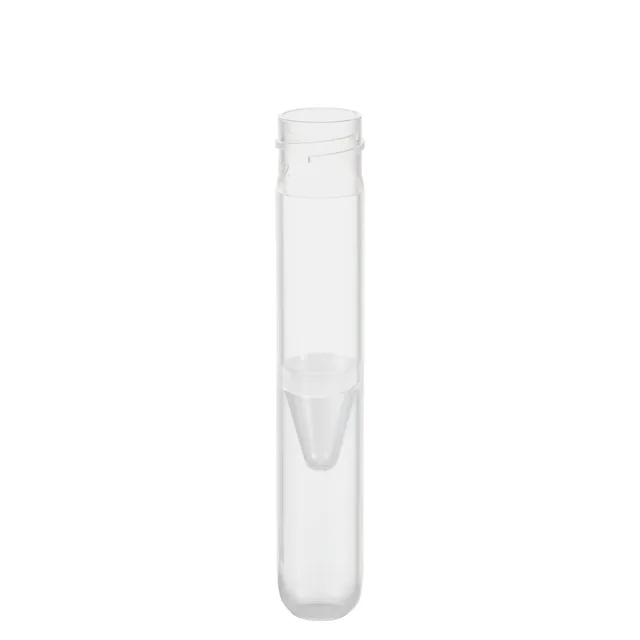 Screw cap tube, 2.5 ml, (LxØ): 75 x 13 mm, conical false bottom, rounded tube bottom, PP, 442 piece(s)/StackPack