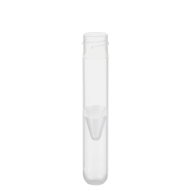 Screw cap tube, 2.5 ml, (LxØ): 75 x 13 mm, conical false bottom, rounded tube bottom, PP, 442 piece(s)/StackPack