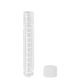 Screw cap tube, 5 ml, (LxØ): 75 x 13 mm, round base, PP, cap enclosed, 1,000 piece(s)/bag