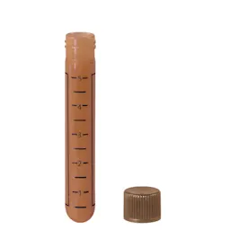 Screw cap tube, 5 ml, (LxØ): 75 x 13 mm, round base, PP, cap enclosed, 1,000 piece(s)/bag