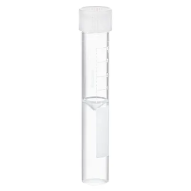 Screw cap tube, 5 ml, (LxØ): 92 x 15.3 mm, conical false bottom, flat tube bottom, PP, cap assembled, 100 piece(s)/bag