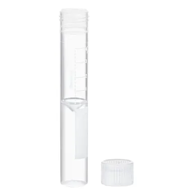 Screw cap tube, 5 ml, (LxØ): 92 x 15.3 mm, conical false bottom, flat tube bottom, PP, cap enclosed, 1,000 piece(s)/bag