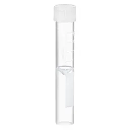 Screw cap tube, 5 ml, (LxØ): 92 x 15.3 mm, conical false bottom, flat tube bottom, PP, cap assembled, 100 piece(s)/bag