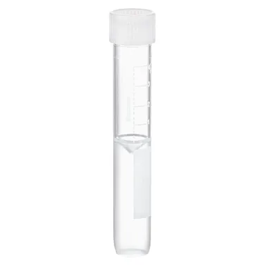 Screw cap tube, 4 ml, (LxØ): 92 x 15.3 mm, conical false bottom, rounded tube bottom, PP, cap assembled, 100 piece(s)/bag