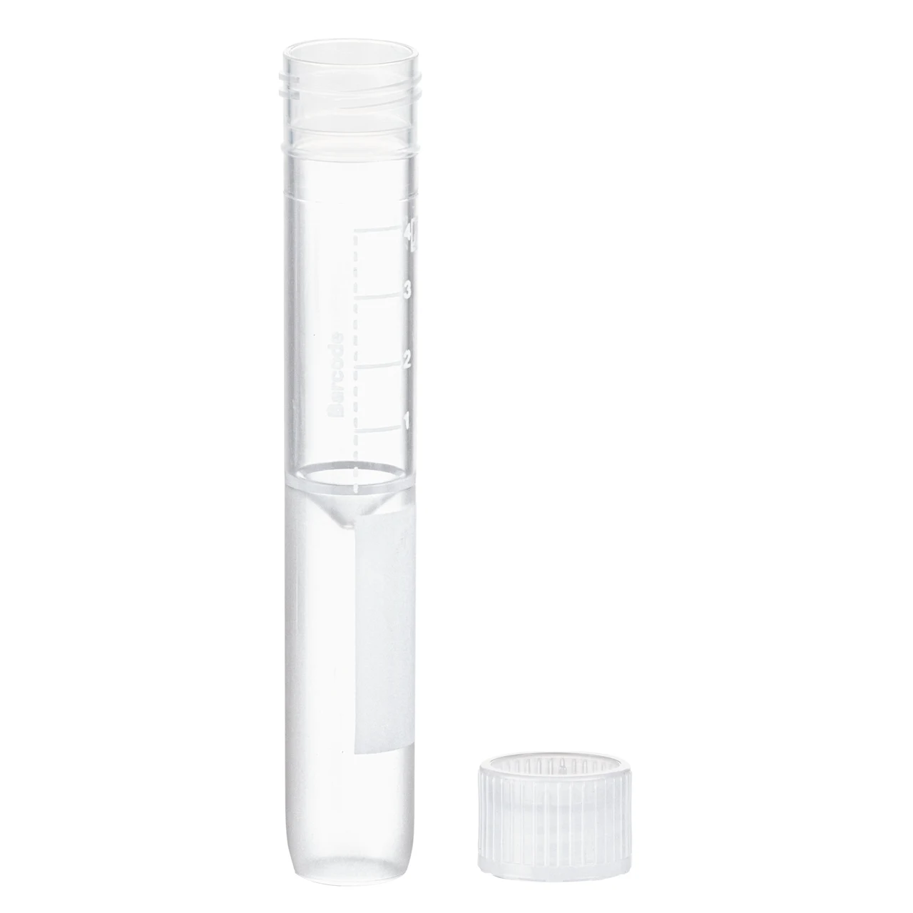 Screw cap tube, 5 ml, (LxØ): 92 x 15.3 mm, conical false bottom, rounded tube bottom, PP, cap enclosed, 1,000 piece(s)/bag