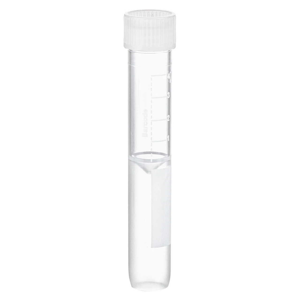 Screw cap tube, 5 ml, (LxØ): 92 x 15.3 mm, conical false bottom, rounded tube bottom, PP, cap assembled, 100 piece(s)/bag