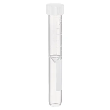 Screw cap tube, 3.5 ml, (LxØ): 92 x 13 mm, conical false bottom, rounded tube bottom, PP, cap assembled, 100 piece(s)/bag