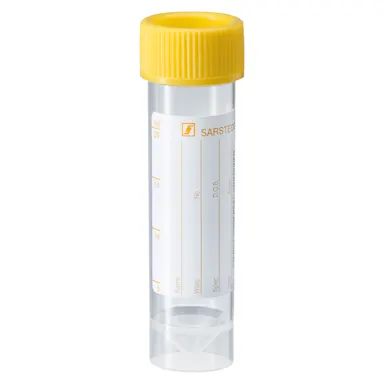 Screw cap tube, 25 ml, (LxØ): 90 x 25 mm, PP, with paper label