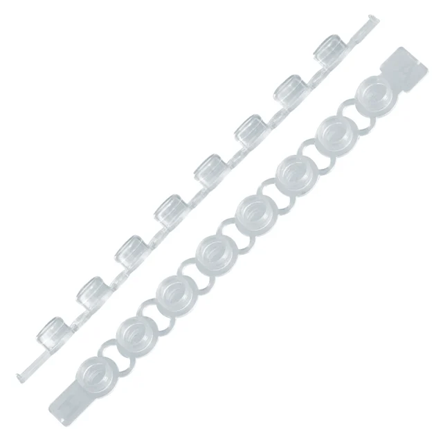 Barrette de couvercles pour PCR, PCR Performance Tested, PP, transparent, bouchon plate