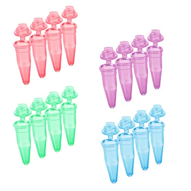 PCR strip of 4, 200 µl, PCR Performance Tested, colour mix, PP, flat cap