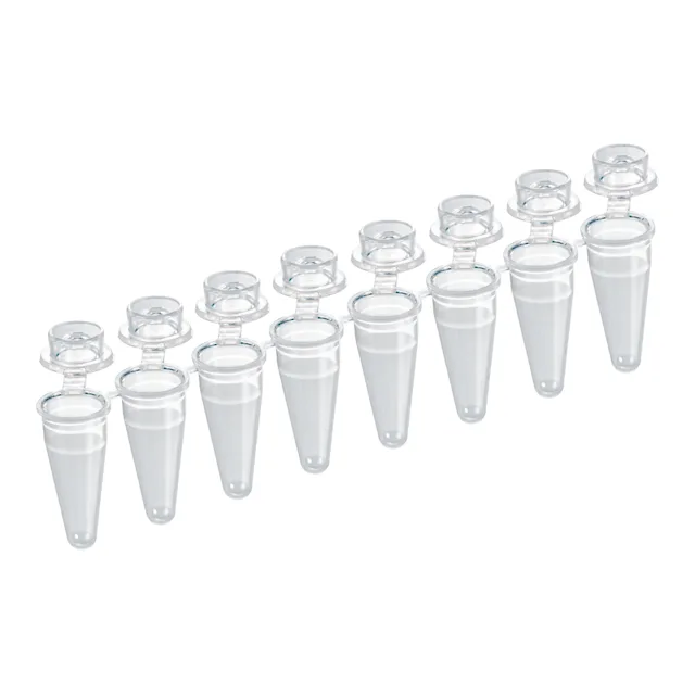 PCR strip of 8, 100 µl, PCR Performance Tested, transparent, PP, flat cap