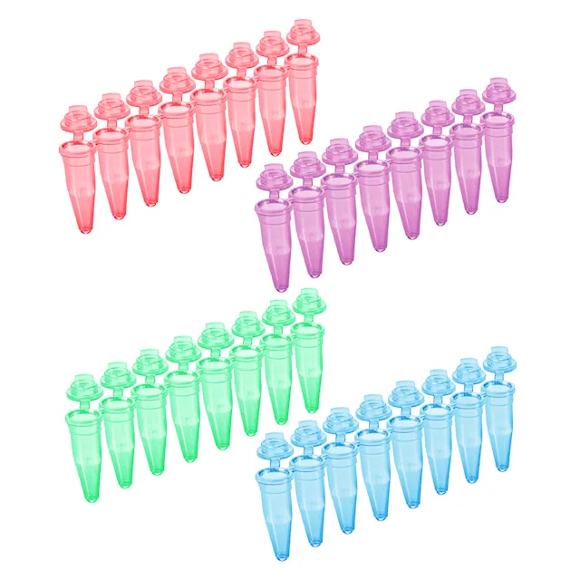 PCR strip of 8, 200 µl, PCR Performance Tested, colour mix, PP, flat cap