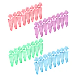 Barrette PCR 8 puits, 200 µl, PCR Performance Tested, mélange de coloris, PP, bouchon plate