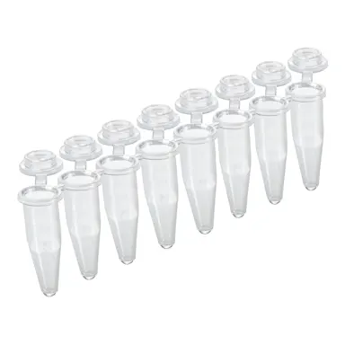 PCR strip of 8, PCR Performance Tested, transparent, PP, round cap
