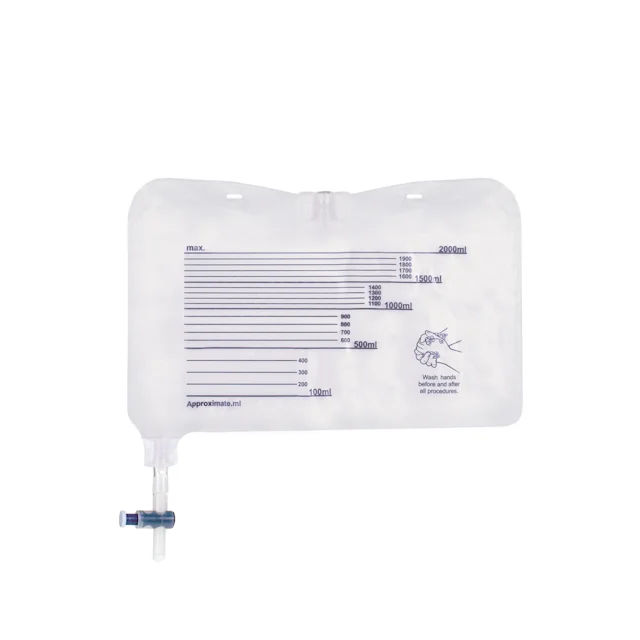 Poche de rechange de système de mesure d’urine, 2 l, avec valve de vidange, stérile
