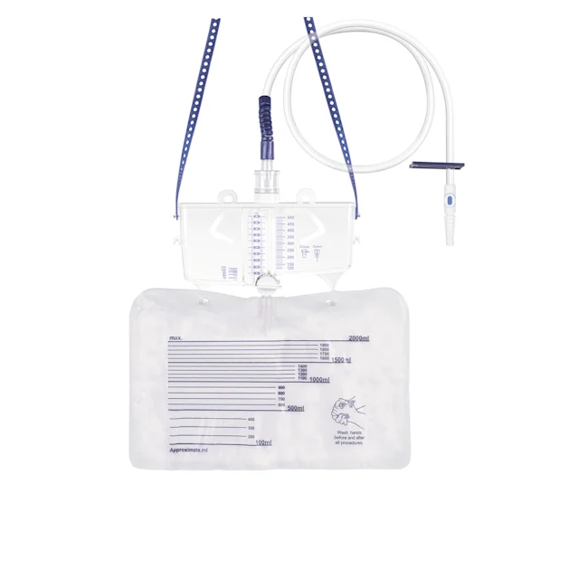 Système de mesure d’urine, 2 l, avec clapet anti-retour, poche de rechange de 2000 ml, stérile