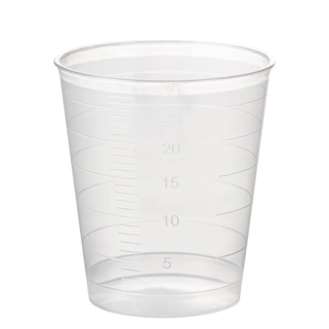 Medicine cup, max. volume: 30 ml, (LxØ): 40 x 37 mm, graduated, PP, transparent