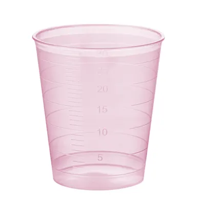 Medicine cup, max. volume: 30 ml, (LxØ): 40 x 37 mm, graduated, PP, red