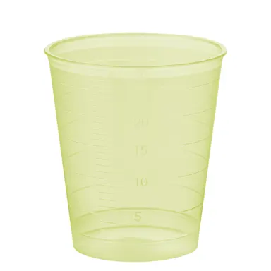 Medicine cup, max. volume: 30 ml, (LxØ): 40 x 37 mm, graduated, PP, yellow