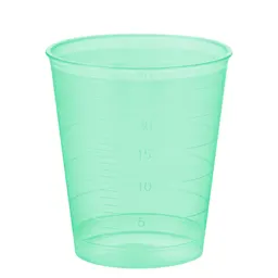 Medicine cup, max. volume: 30 ml, (LxØ): 40 x 37 mm, graduated, PP, green