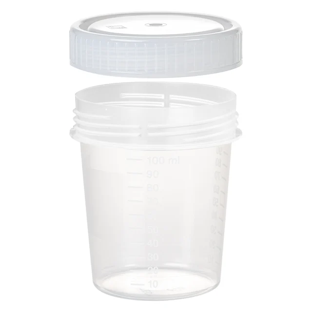 Flacon fileté, 100 ml, (Ø x h) : 57 x 76 mm, PP, transparent