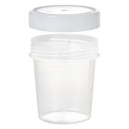 Container with screw cap, 100 ml, (ØxH): 57 x 76 mm, PP, transparent