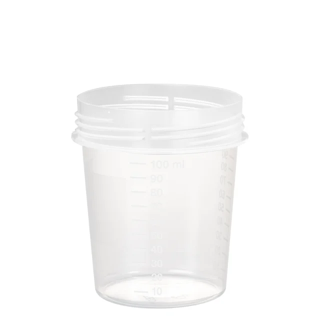 Flacon fileté, 100 ml, Ø: 57 mm, PP, transparent