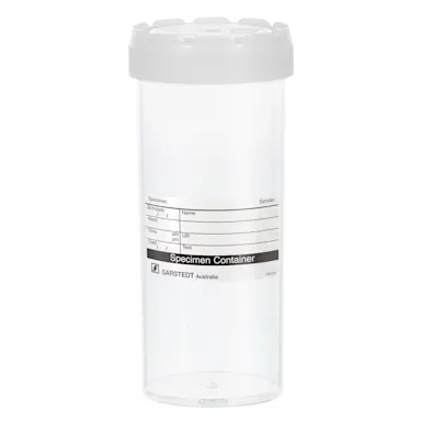 Multi-purpose container, max. volume: 120 ml, (LxØ): 105 x 44 mm, graduated, PP, translucent, with paper label