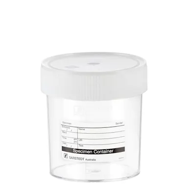 Multi-purpose container, max. volume: 250 ml, (LxØ): 78 x 70 mm, graduated, PS, transparent, with paper label